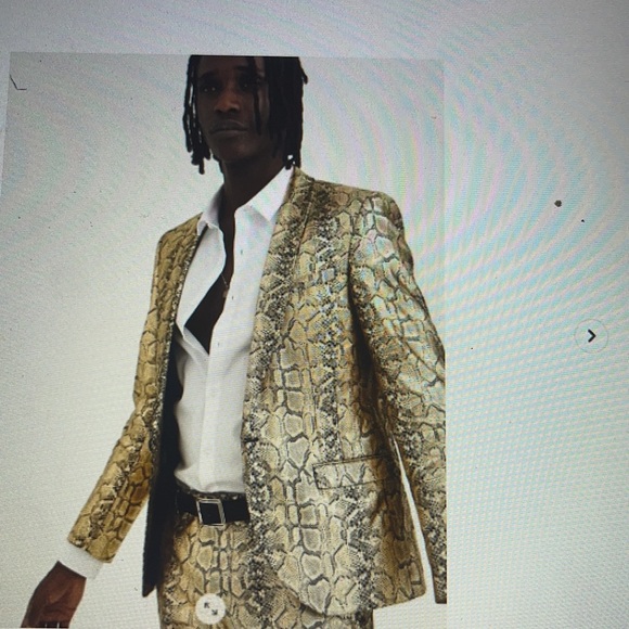 TWISTED TAILOR SKINNY SUIT IN GOLD SNAKE PRINT - Picture 10 of 10